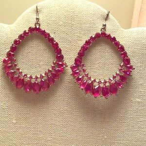 Vintage faux Crystal Pink fashion Earrings